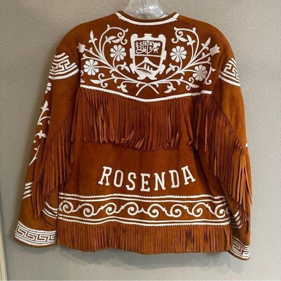 Vintage Cuera tamaulipeca jacket leather fringe handmade Rosenda embroidered - Picture 8 of 15